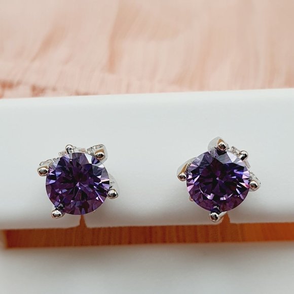 "Birthstone S925 Sterling Silver CZ Stud Earrings for Women/Girl, US19251041 - Picture 3 of 15